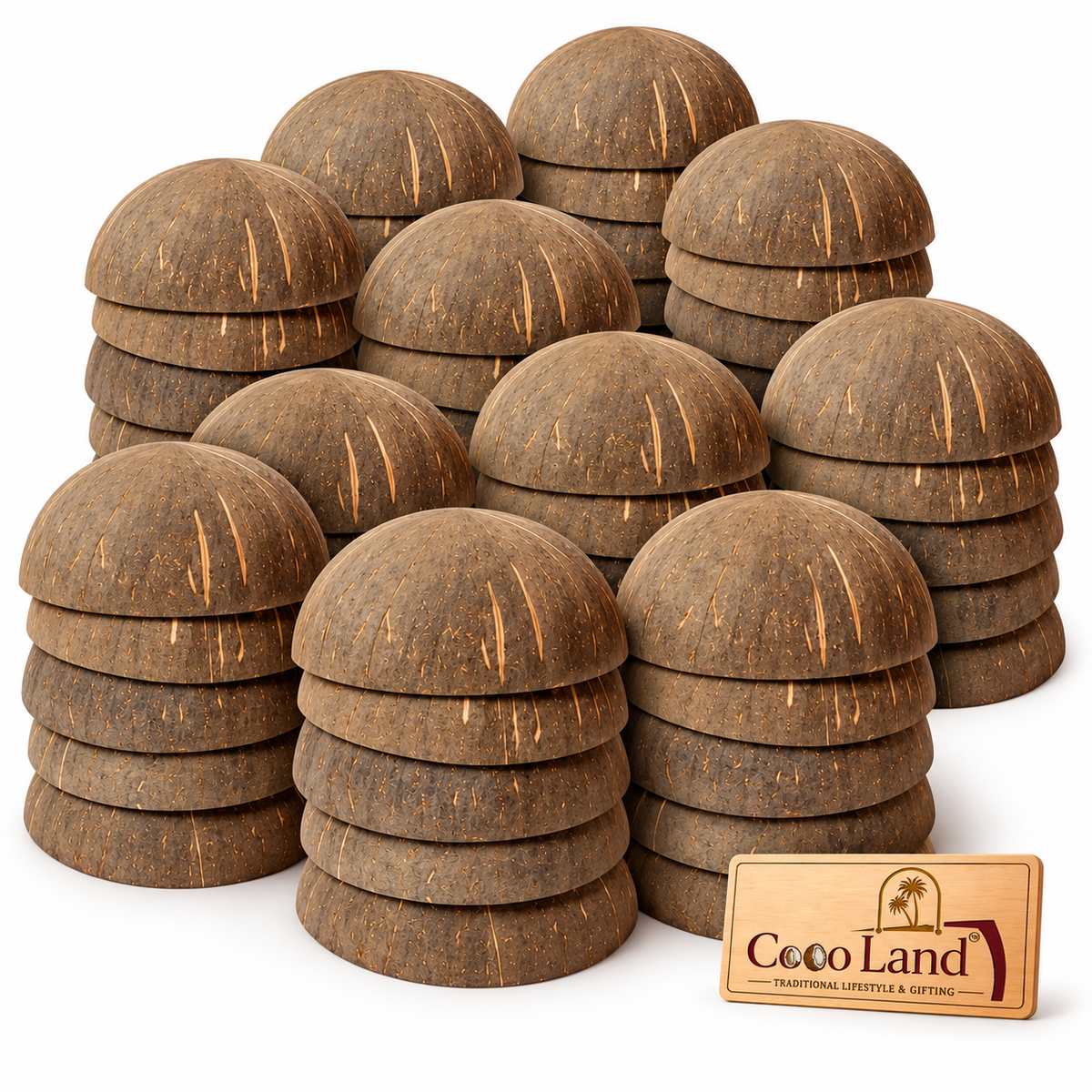 CocoLand Coconut Shell FINISHED BOWL With Base | Round Eco Friendly Candle Holder for DIY Candle Making