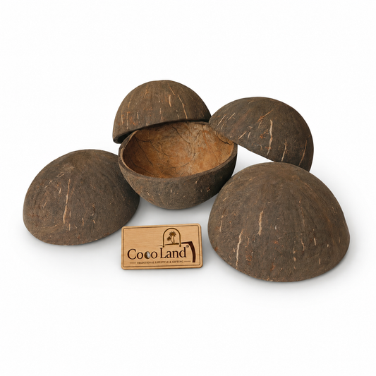 CocoLand Coconut Shell FINISHED BOWL (150 ml, 8-10 cm) Round Eco Friendly Candle Holder for DIY Candle Making