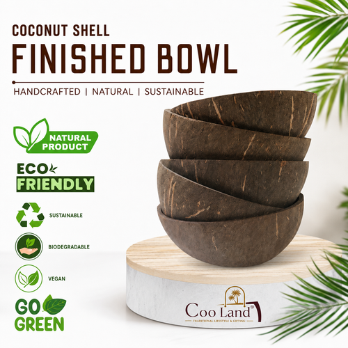 CocoLand Coconut Shell FINISHED BOWL | Round Eco Friendly Candle Holder for DIY Candle Making